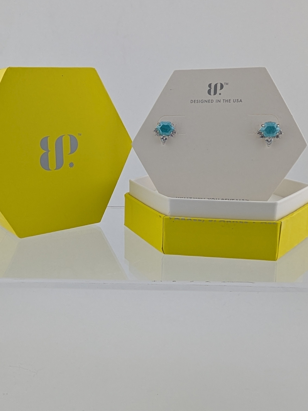 BP Turquoise Crystal Halo Stud Earrings